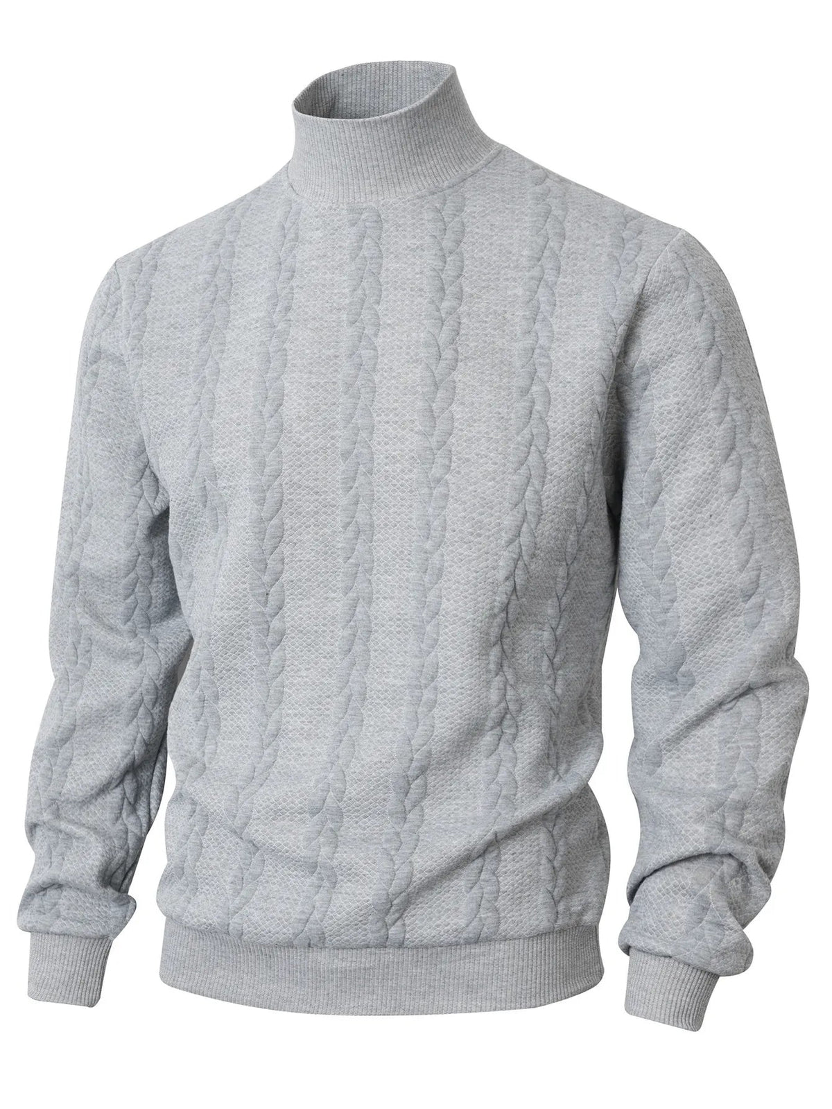 Rollkragenpullover Herren mit Zopfmuster, gerader Schnitt