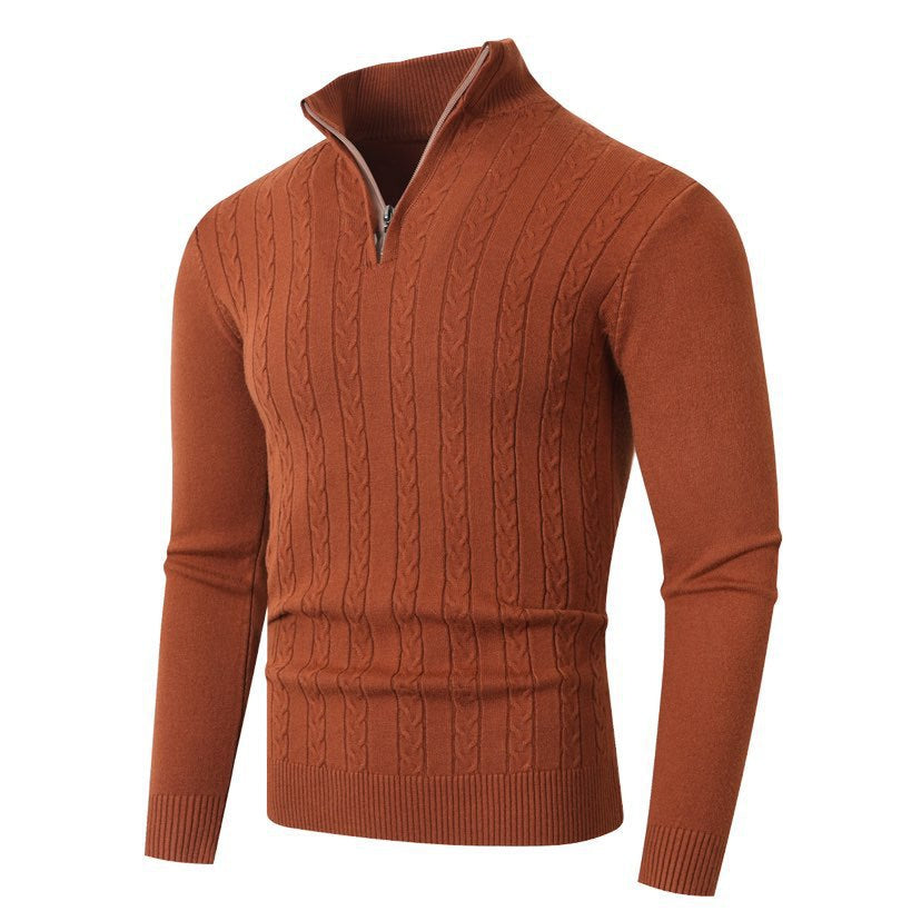 Rollkragenpullover Herren mit Zopfmuster, tailliert und hüftlang