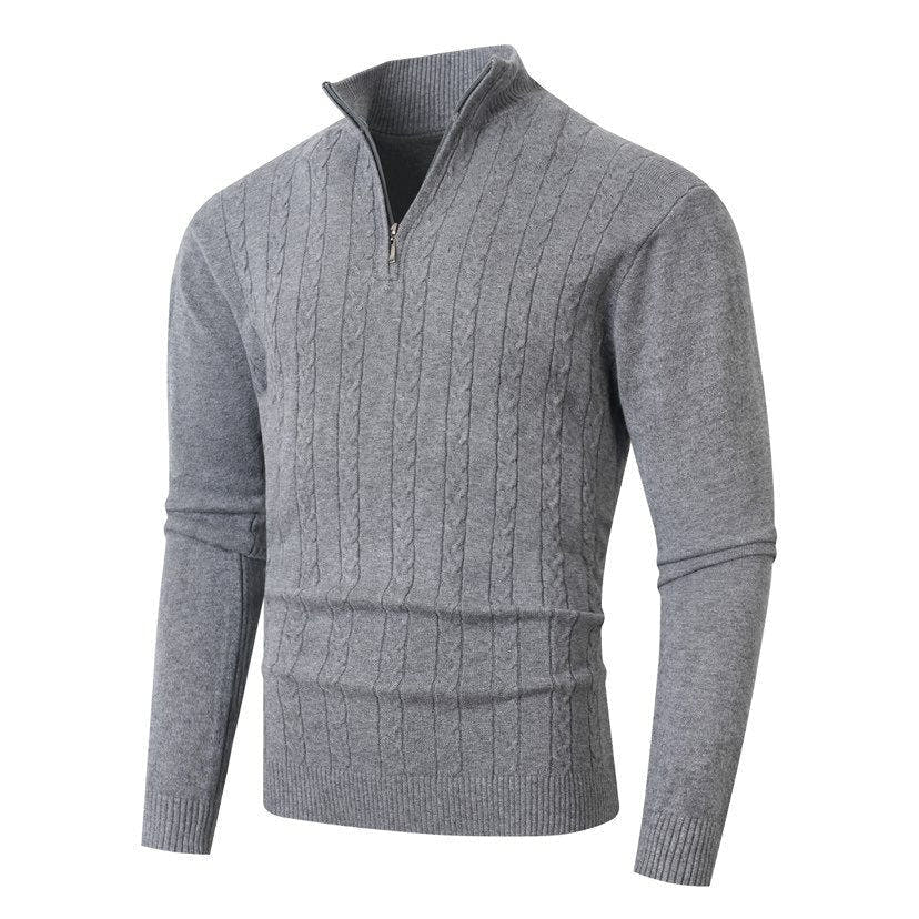 Rollkragenpullover Herren mit Zopfmuster, tailliert und hüftlang