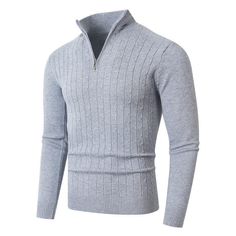 Rollkragenpullover Herren mit Zopfmuster, tailliert und hüftlang
