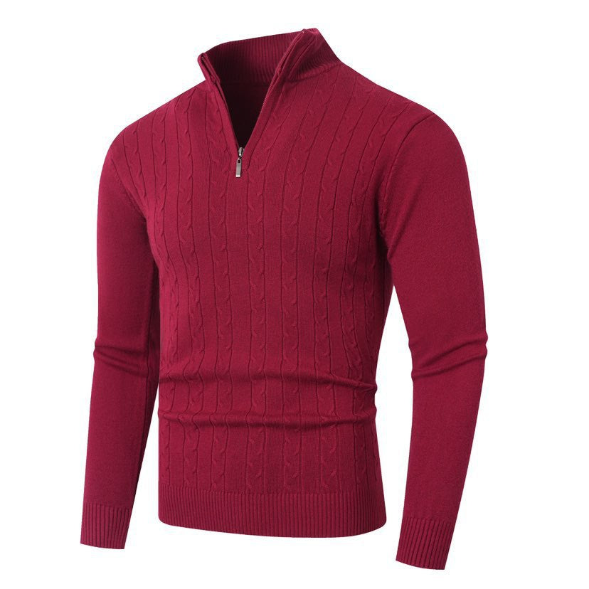 Rollkragenpullover Herren mit Zopfmuster, tailliert und hüftlang