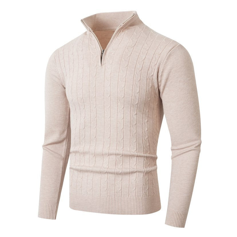 Rollkragenpullover Herren mit Zopfmuster, tailliert und hüftlang