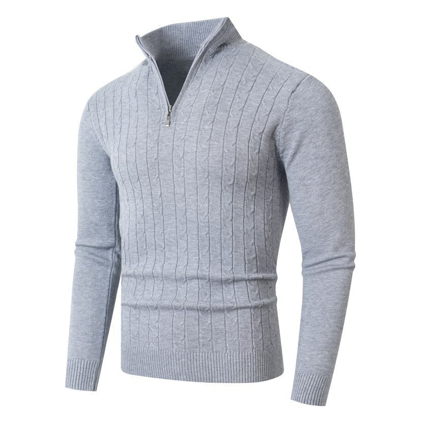 Rollkragenpullover Herren mit Zopfmuster, tailliert und hüftlang