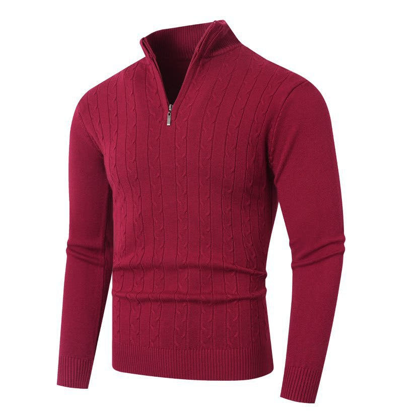 Rollkragenpullover Herren mit Zopfmuster, tailliert und hüftlang