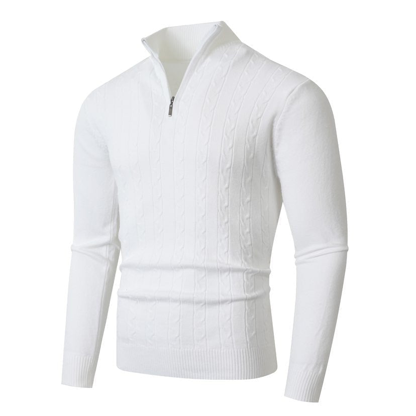 Rollkragenpullover Herren mit Zopfmuster, tailliert und hüftlang