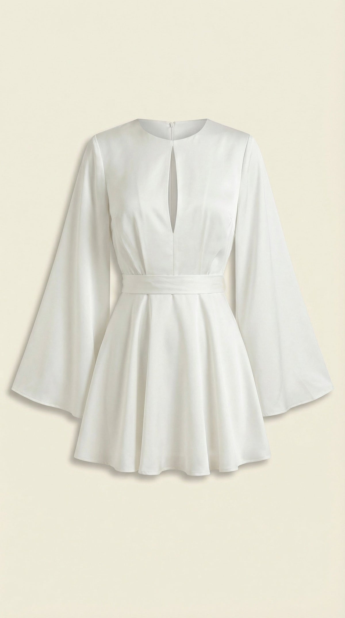 Kurzes Kleid mit Glockenärmeln und Bindegürtel für Damen