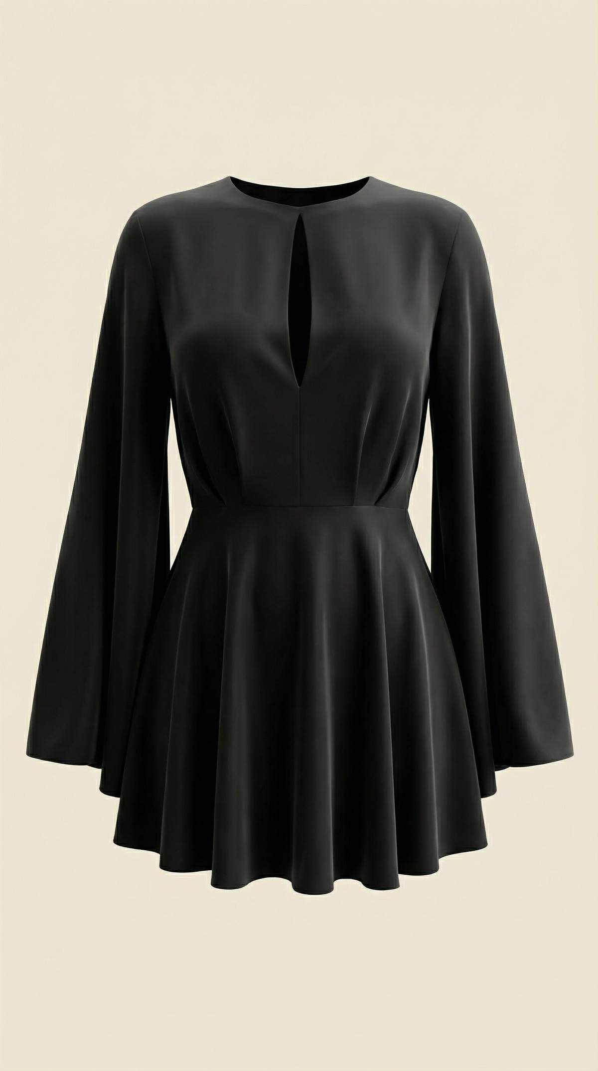 Kurzes Kleid mit Glockenärmeln und Bindegürtel für Damen