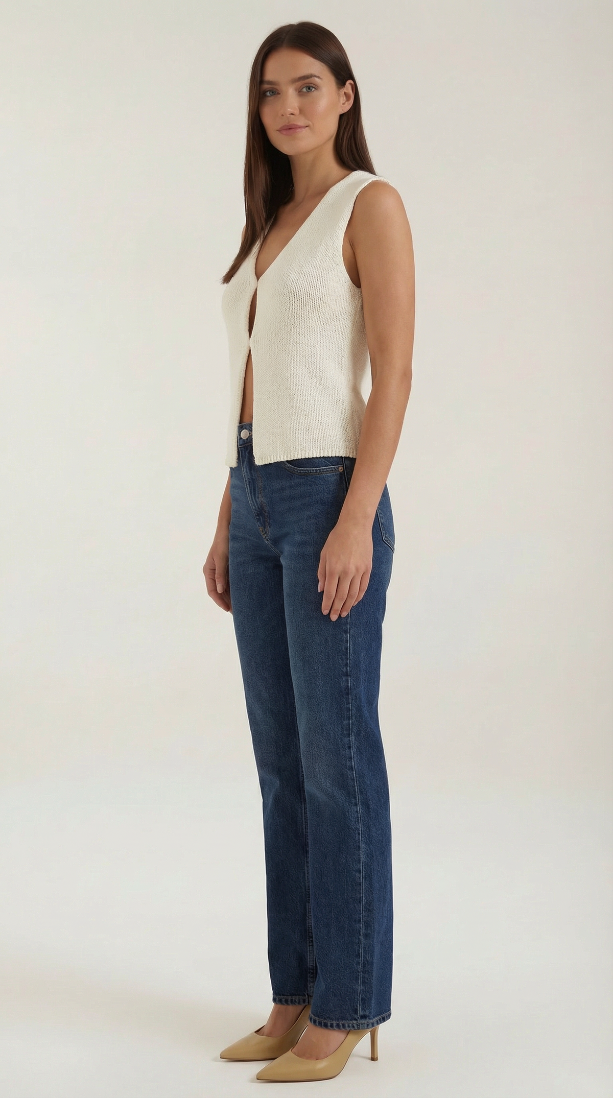 Oberteil aus Strick mit V-Ausschnitt und Cut-out für Damen