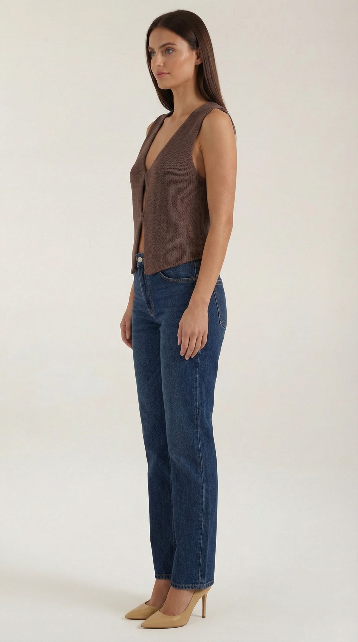 Oberteil aus Strick mit V-Ausschnitt und Cut-out für Damen