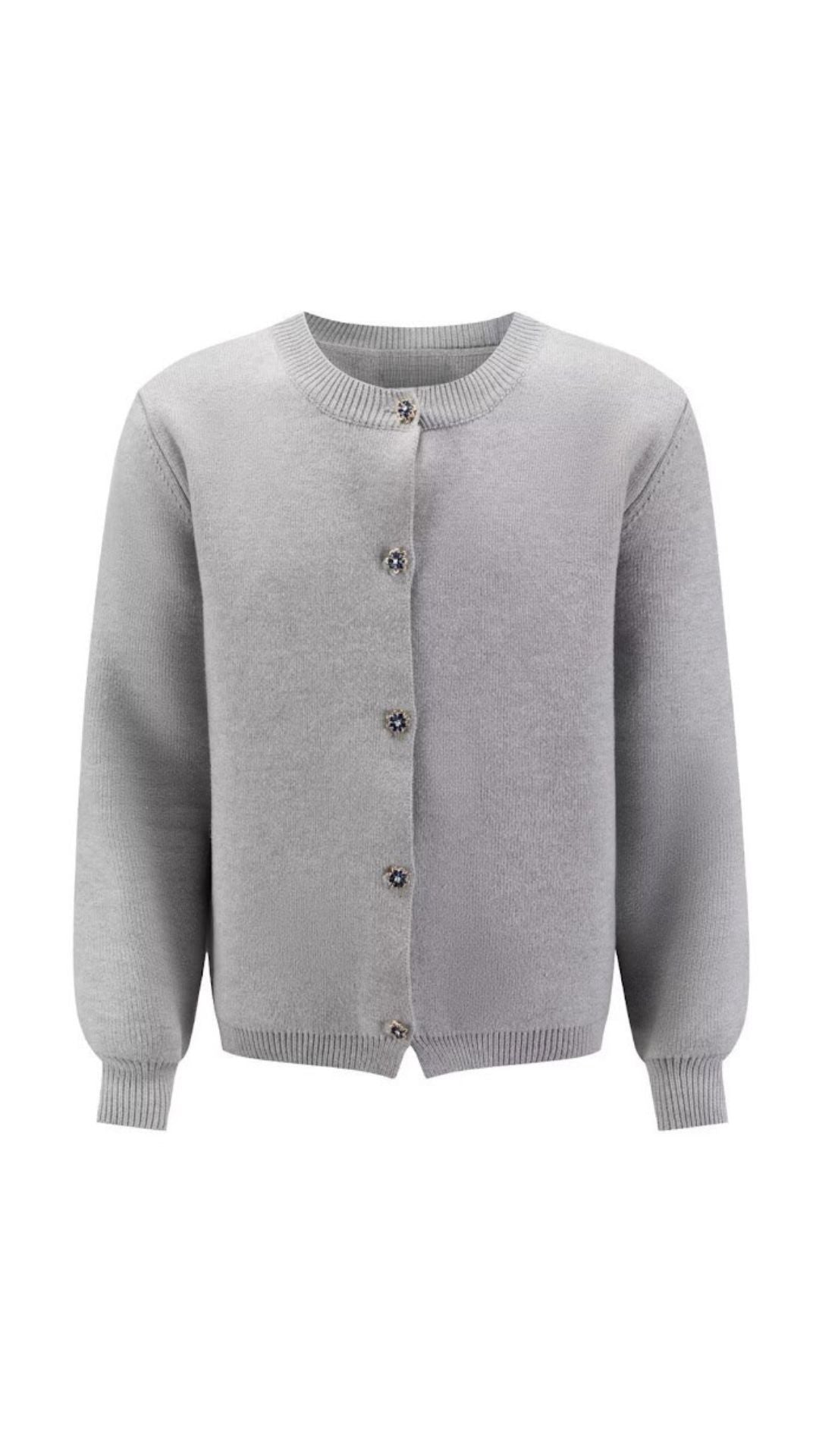Strickjacke mit Rundhalsausschnitt und Knopfleiste für Damen