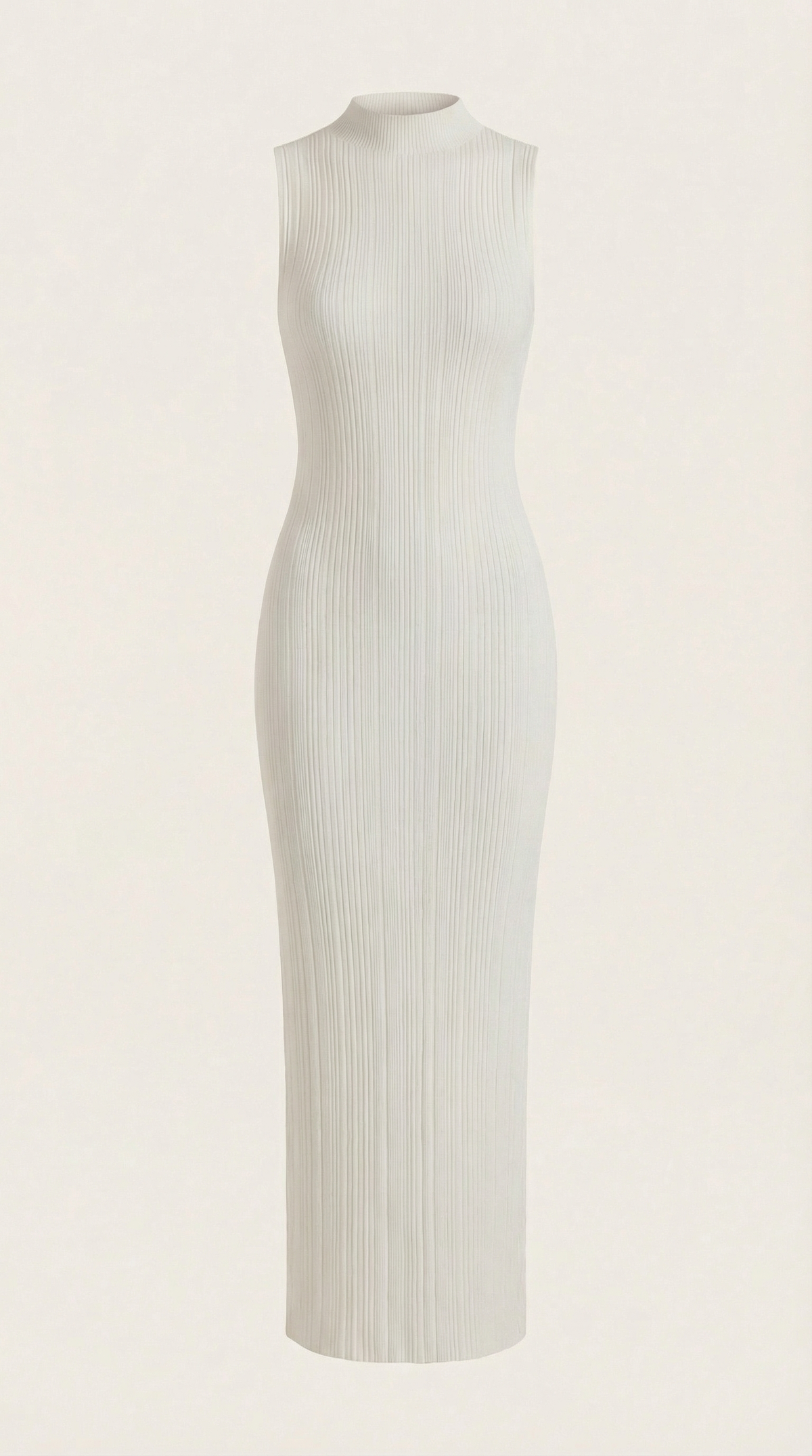 Langes Kleid in Rippstrick mit Stehkragen ohne Ärmel für Damen