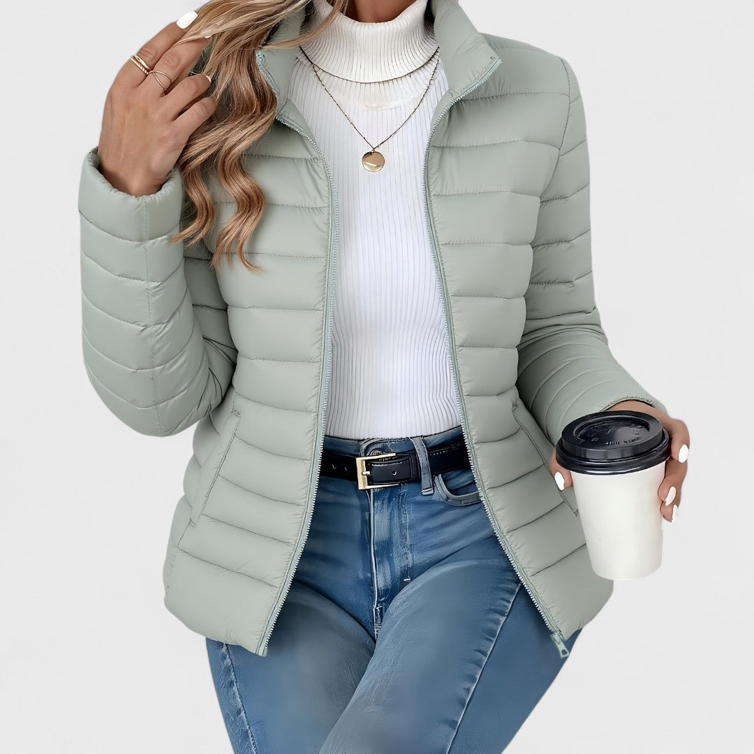 Steppjacke Damen leicht, hüftlang mit Stehkragen