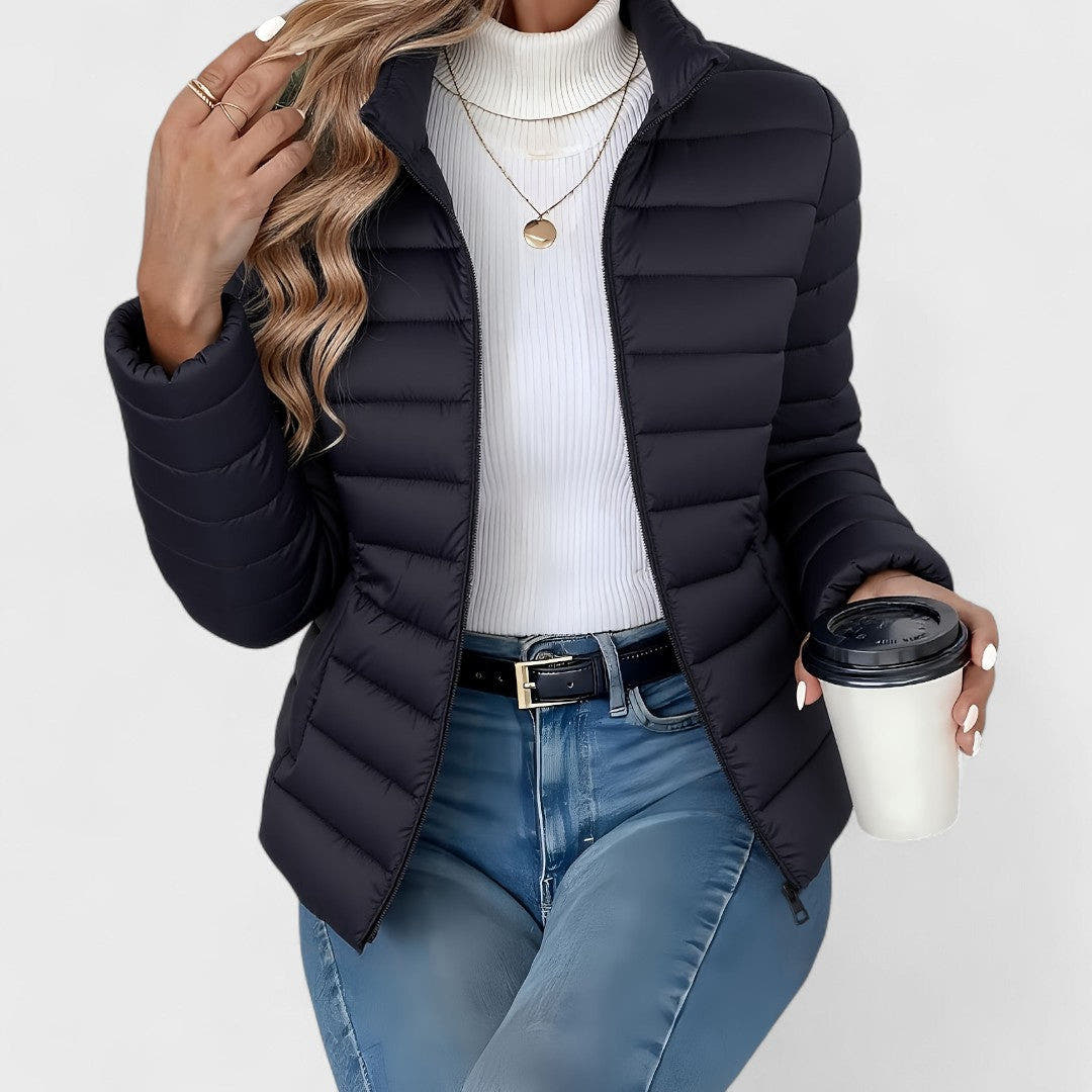 Steppjacke Damen leicht, hüftlang mit Stehkragen