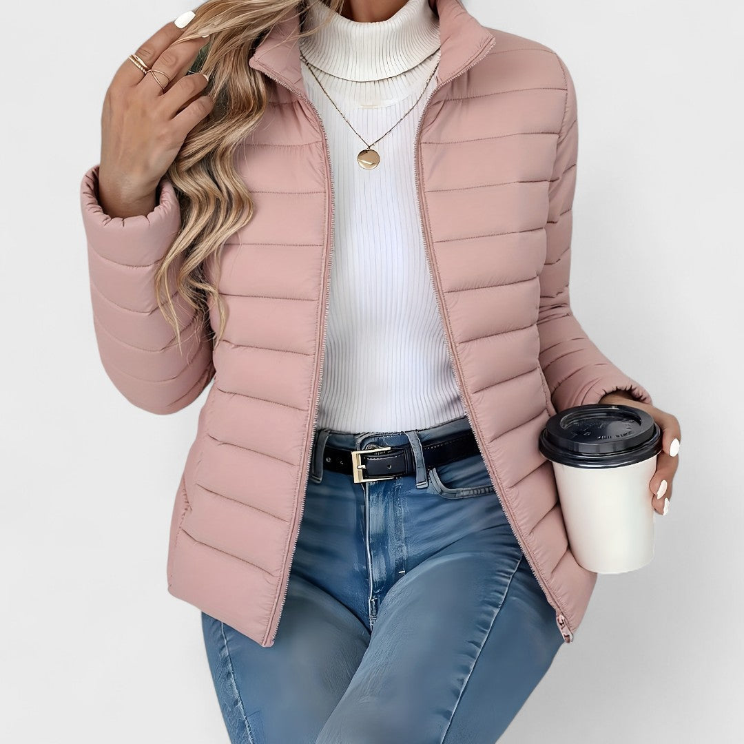 Steppjacke Damen leicht, hüftlang mit Stehkragen
