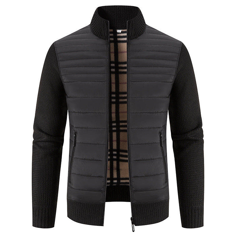 Steppjacke Herren mit Strickärmeln und Stehkragen, Hybridjacke