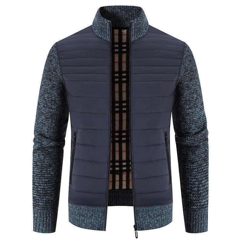 Steppjacke Herren mit Strickärmeln und Stehkragen, Hybridjacke