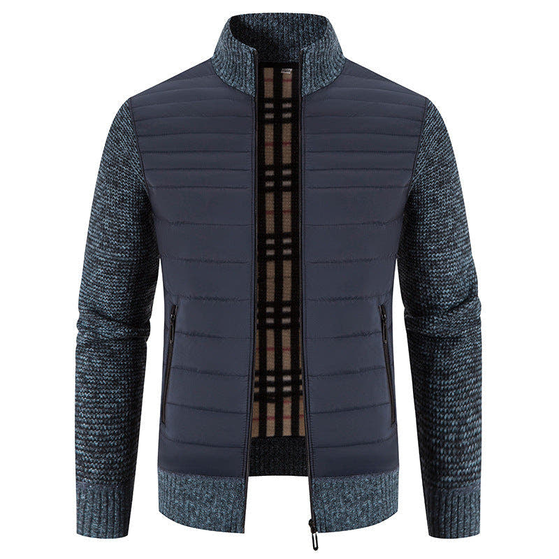 Steppjacke Herren mit Strickärmeln und Stehkragen, Hybridjacke