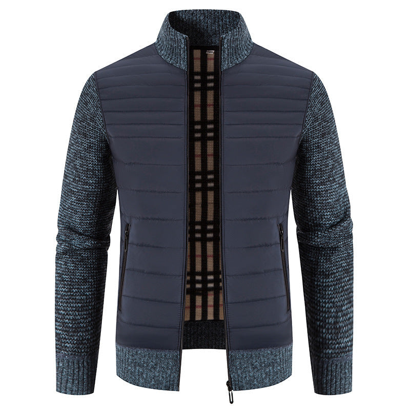 Steppjacke Herren mit Strickärmeln und Stehkragen, Hybridjacke