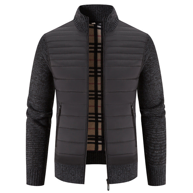 Steppjacke Herren mit Strickärmeln und Stehkragen, Hybridjacke