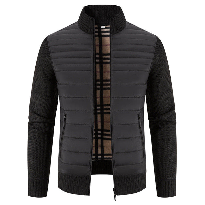 Steppjacke Herren mit Strickärmeln und Stehkragen, Hybridjacke