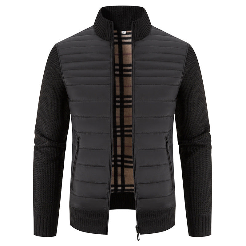 Steppjacke Herren mit Strickärmeln und Stehkragen, Hybridjacke