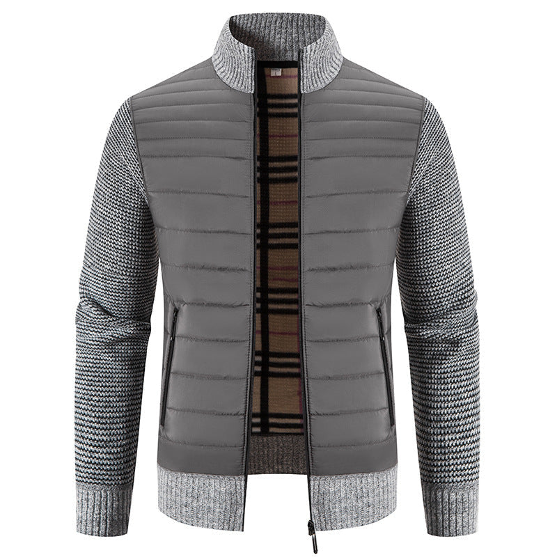 Steppjacke Herren mit Strickärmeln und Stehkragen, Hybridjacke