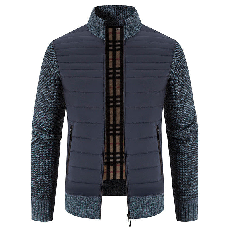 Steppjacke Herren mit Strickärmeln und Stehkragen, Hybridjacke