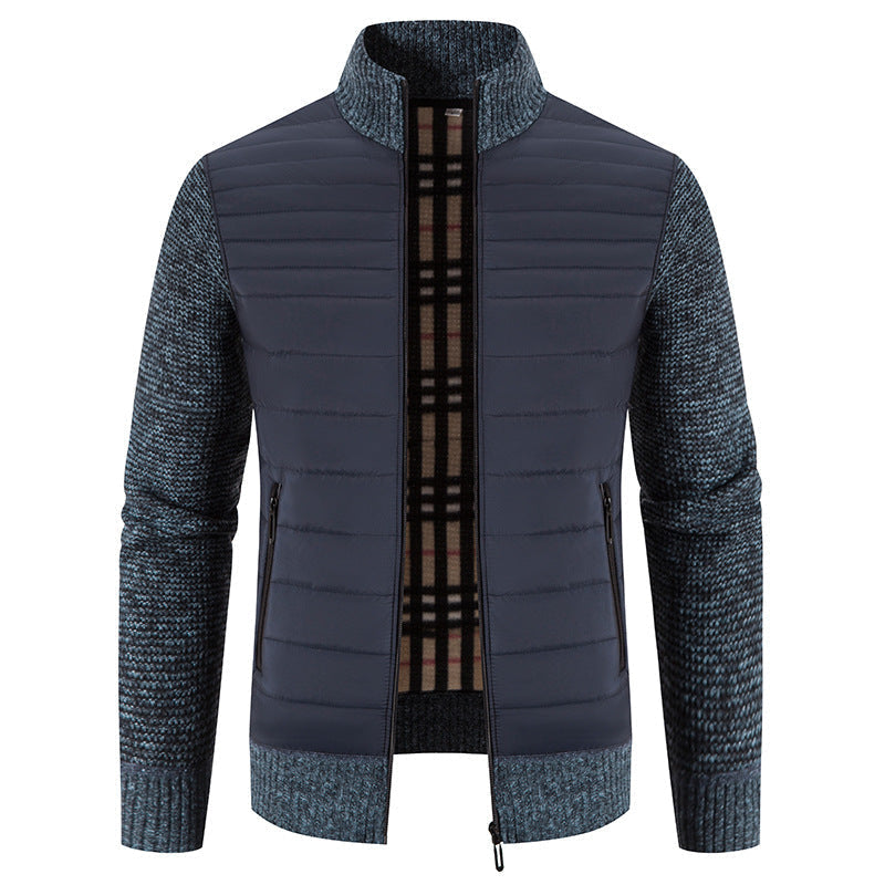 Steppjacke Herren mit Strickärmeln und Stehkragen, Hybridjacke
