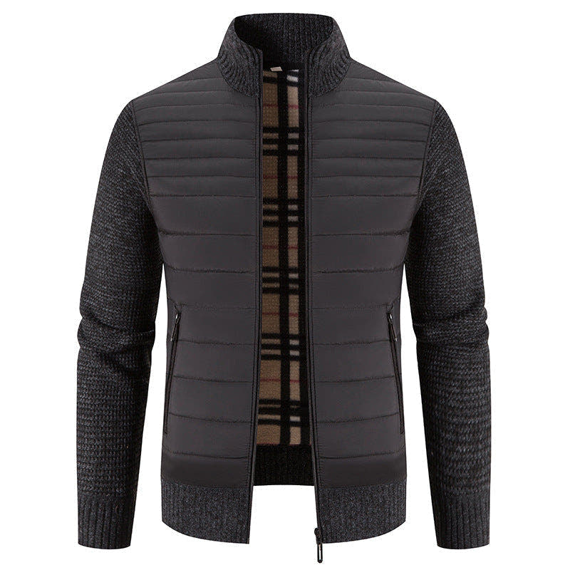 Steppjacke Herren mit Strickärmeln und Stehkragen, Hybridjacke