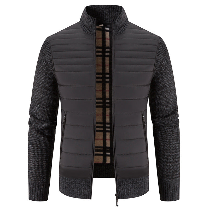 Steppjacke Herren mit Strickärmeln und Stehkragen, Hybridjacke