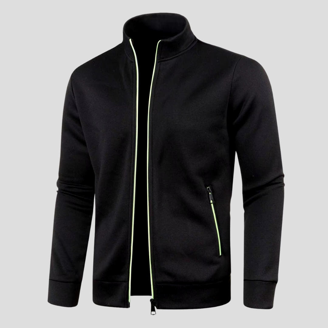 Strickjacke Herren knitterfrei mit Reissverschlusstaschen, handgefertigt