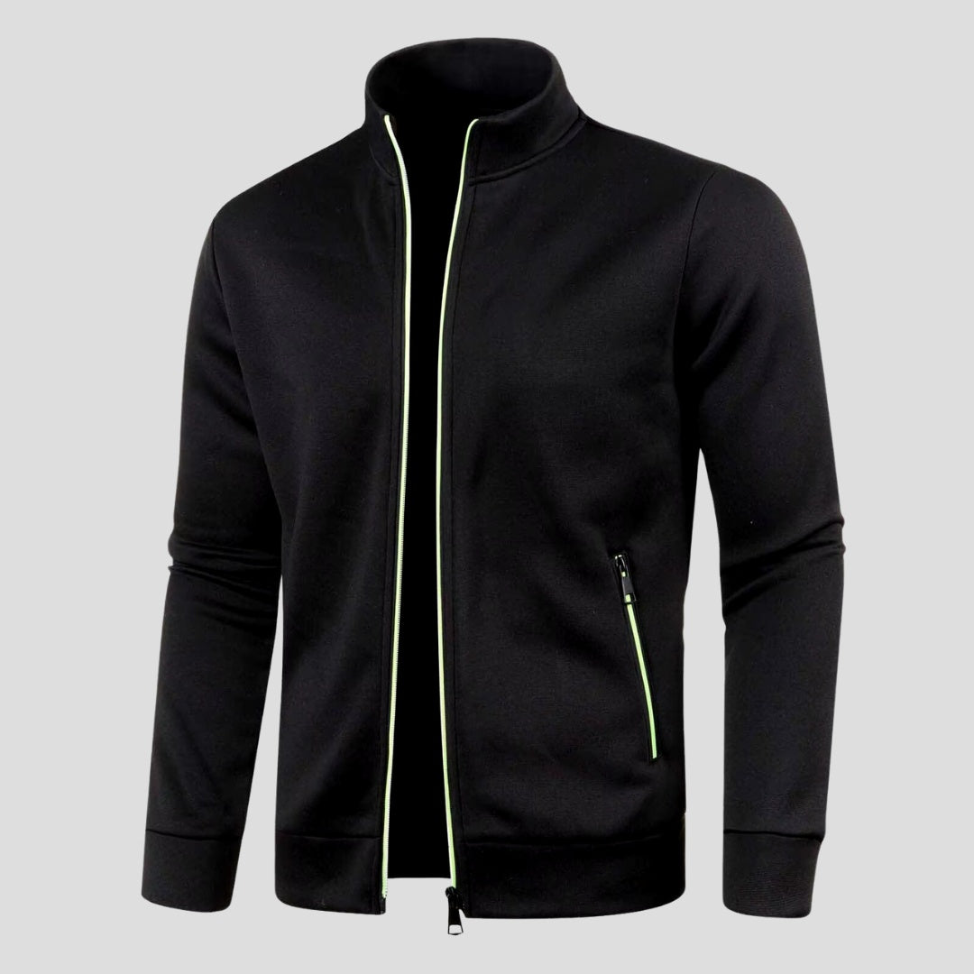 Strickjacke Herren knitterfrei mit Reissverschlusstaschen, handgefertigt