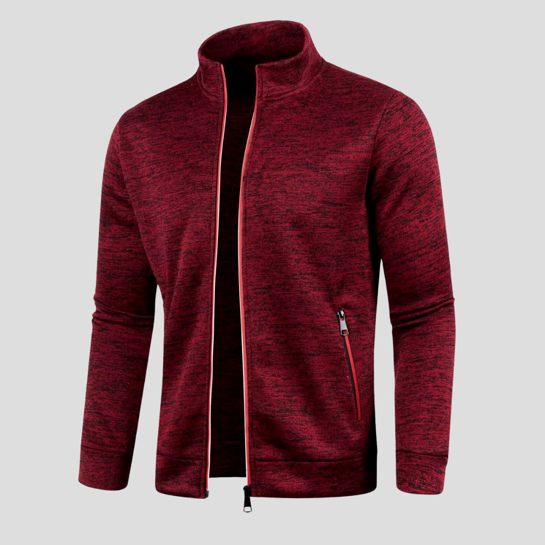 Strickjacke Herren knitterfrei mit Reissverschlusstaschen, handgefertigt