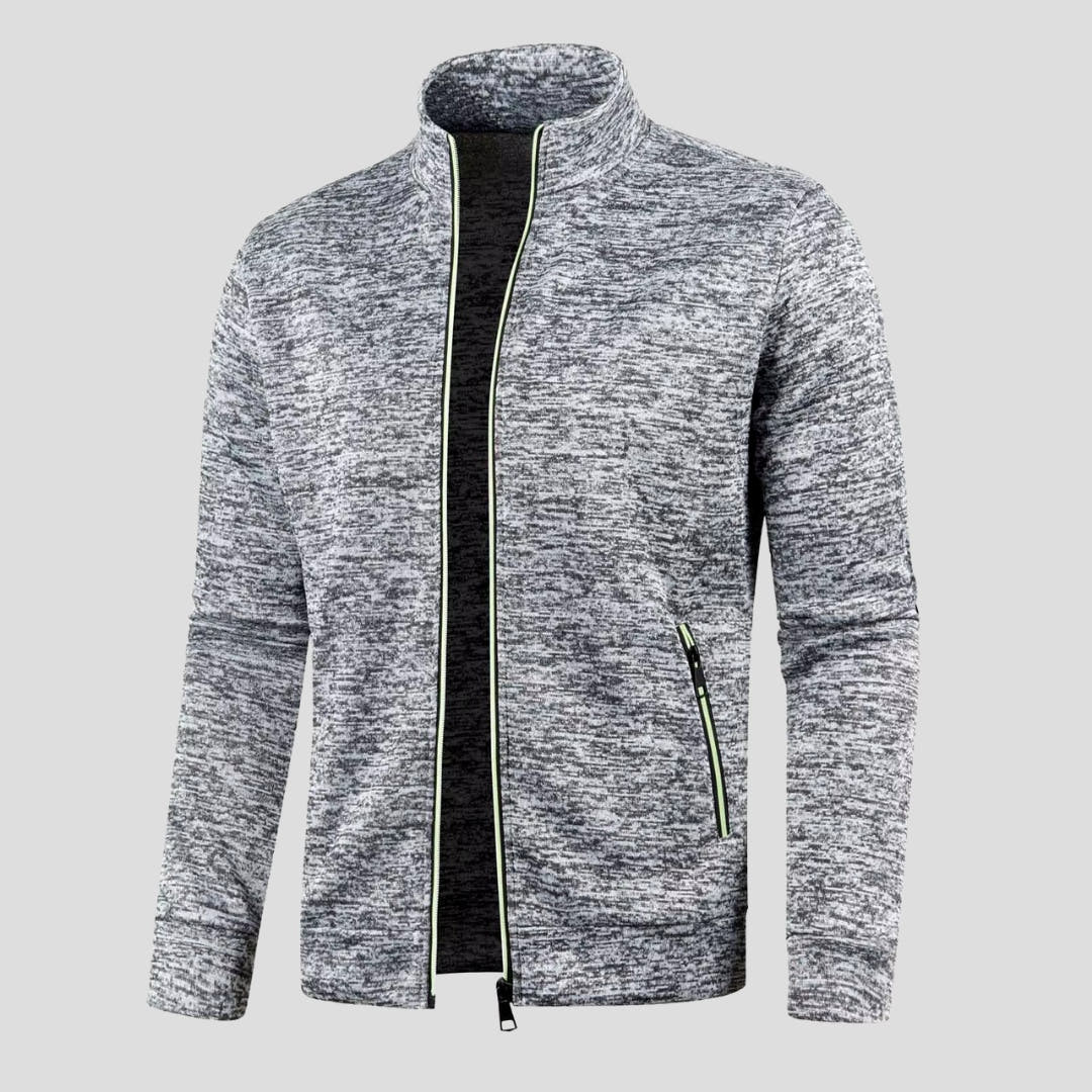Strickjacke Herren knitterfrei mit Reissverschlusstaschen, handgefertigt