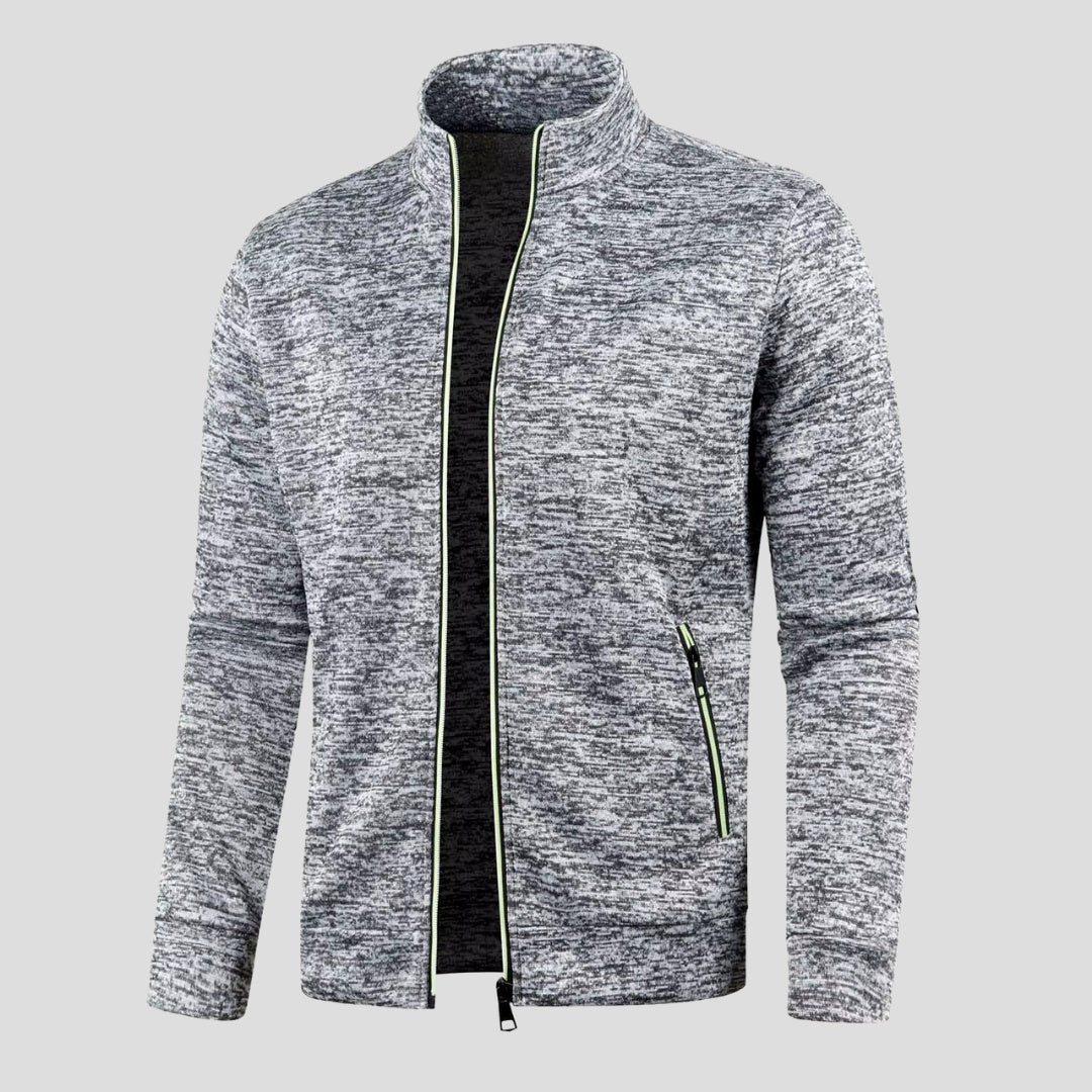 Strickjacke Herren knitterfrei mit Reissverschlusstaschen, handgefertigt