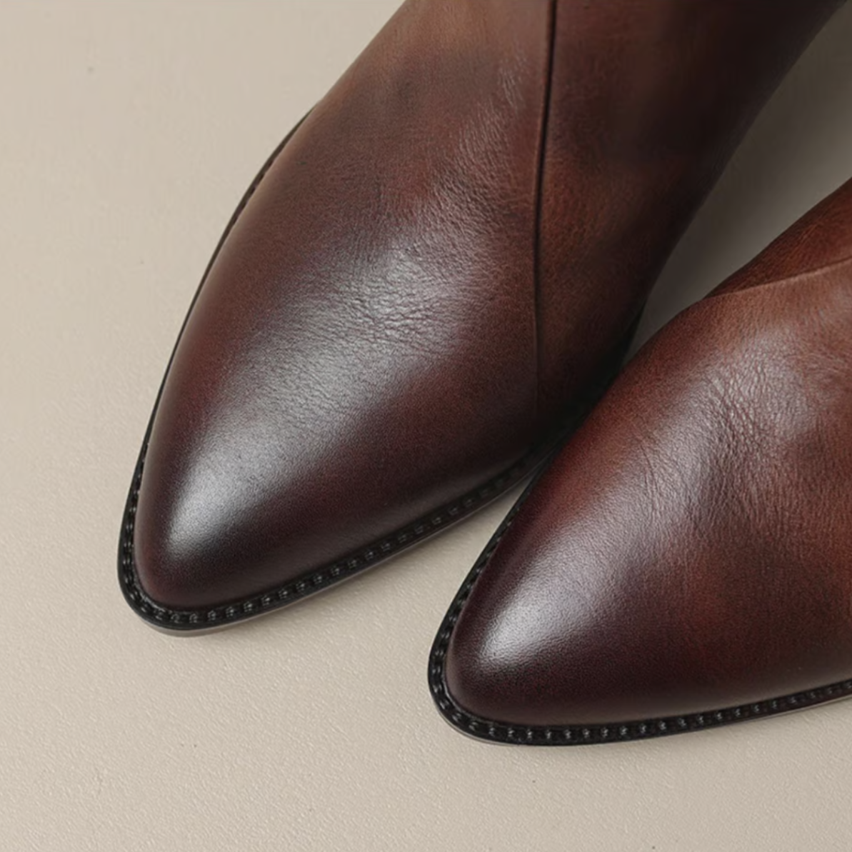Stiefeletten Damen aus Leder mit niedrigem Absatz, knöchelhoch