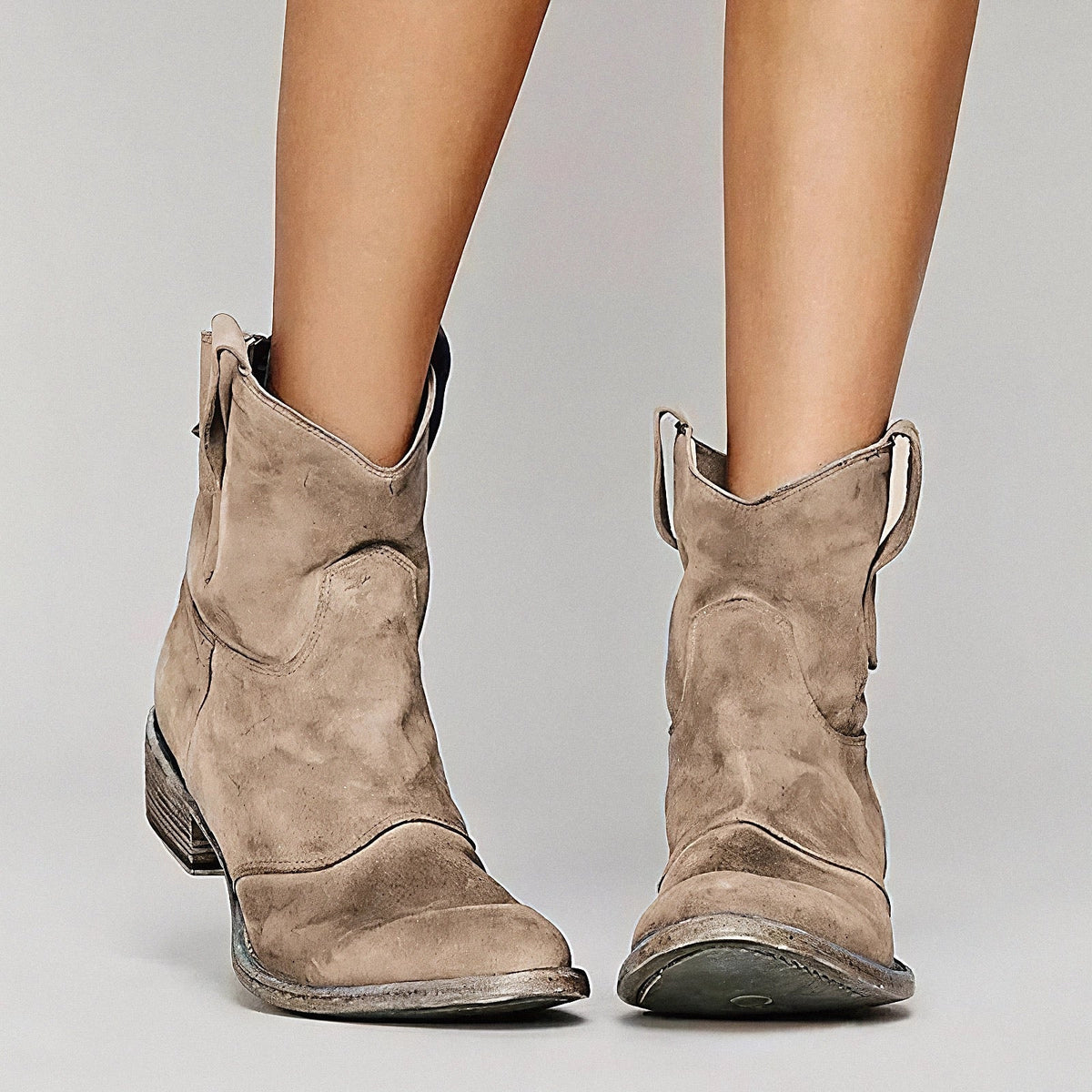 Stiefeletten Damen in Wildleder-Optik mit Blockabsatz, Cowboy-Stil