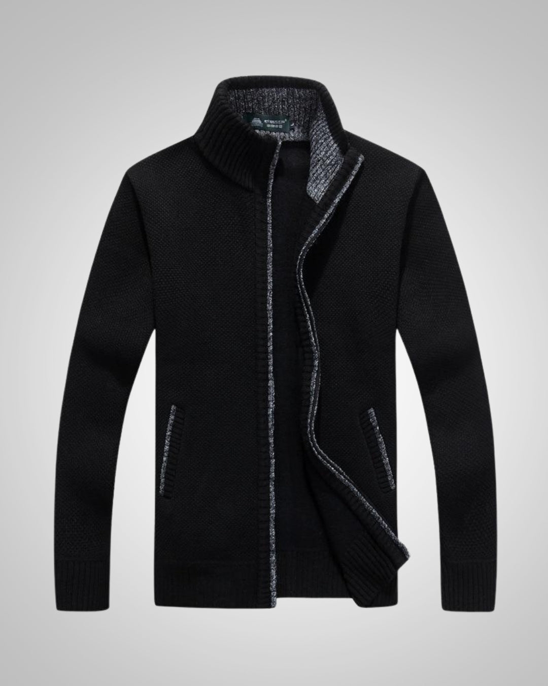 Strickjacke Herren aus Fleece, gerader Schnitt mit Reissverschluss