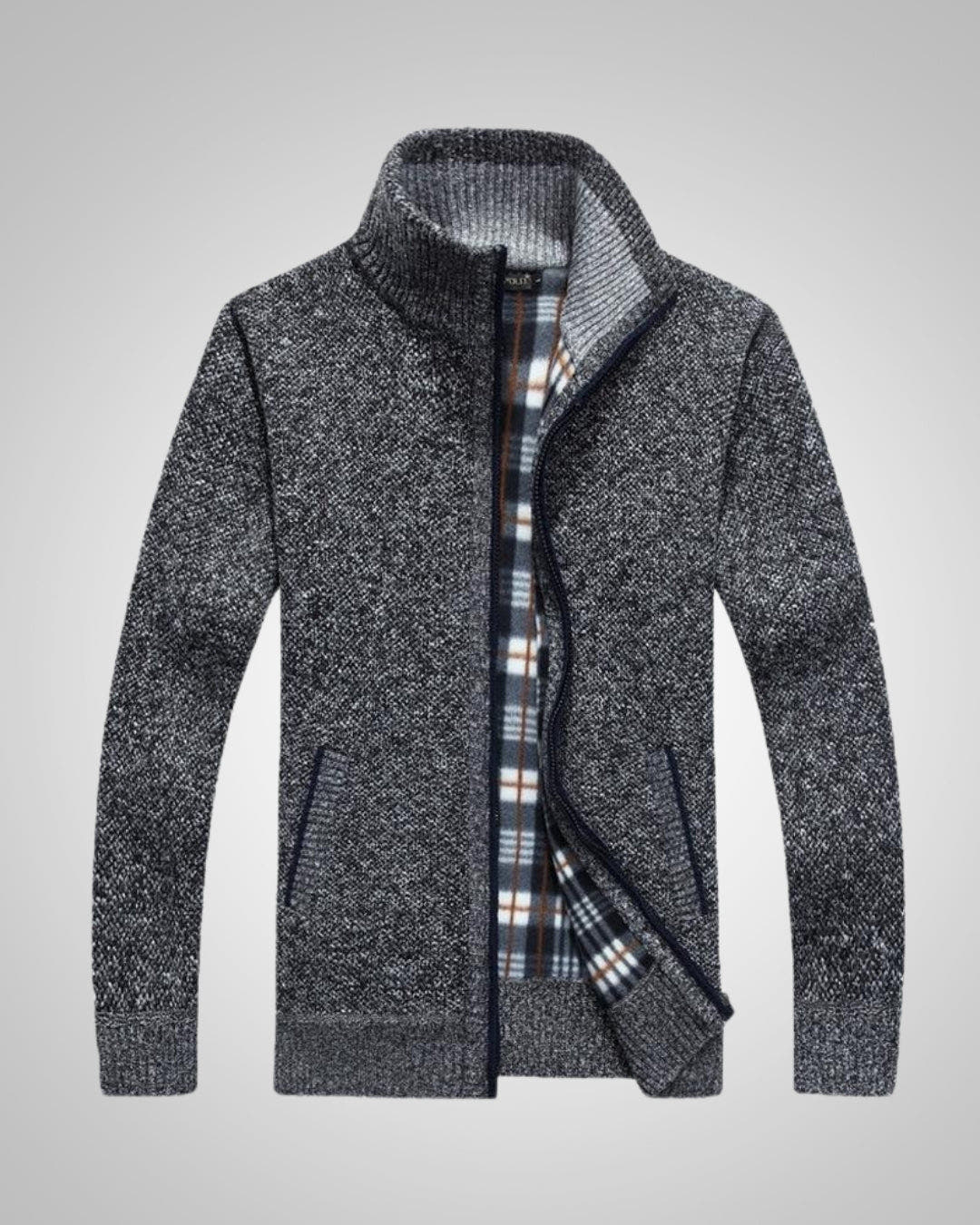 Strickjacke Herren aus Fleece, gerader Schnitt mit Reissverschluss