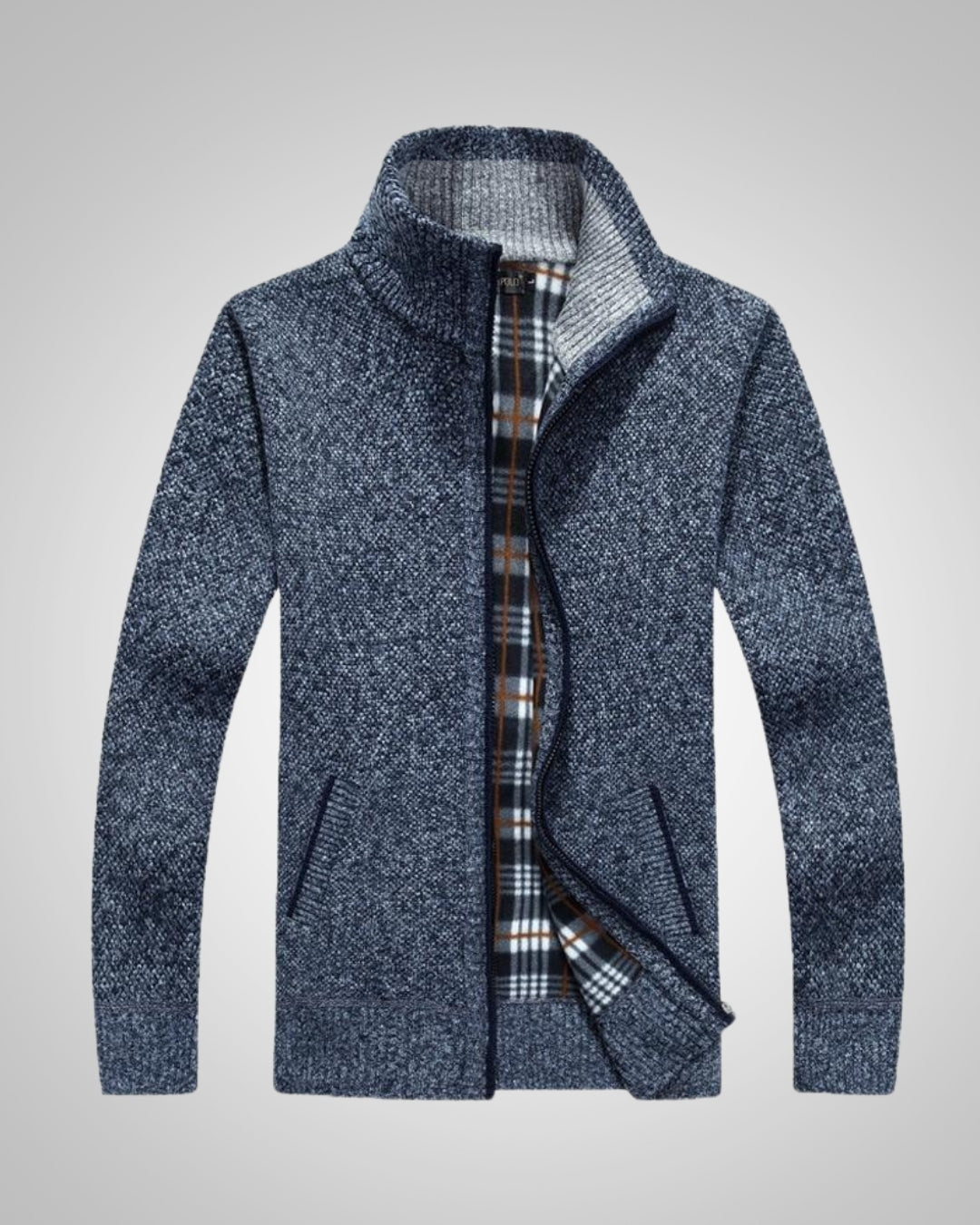 Strickjacke Herren aus Fleece, gerader Schnitt mit Reissverschluss