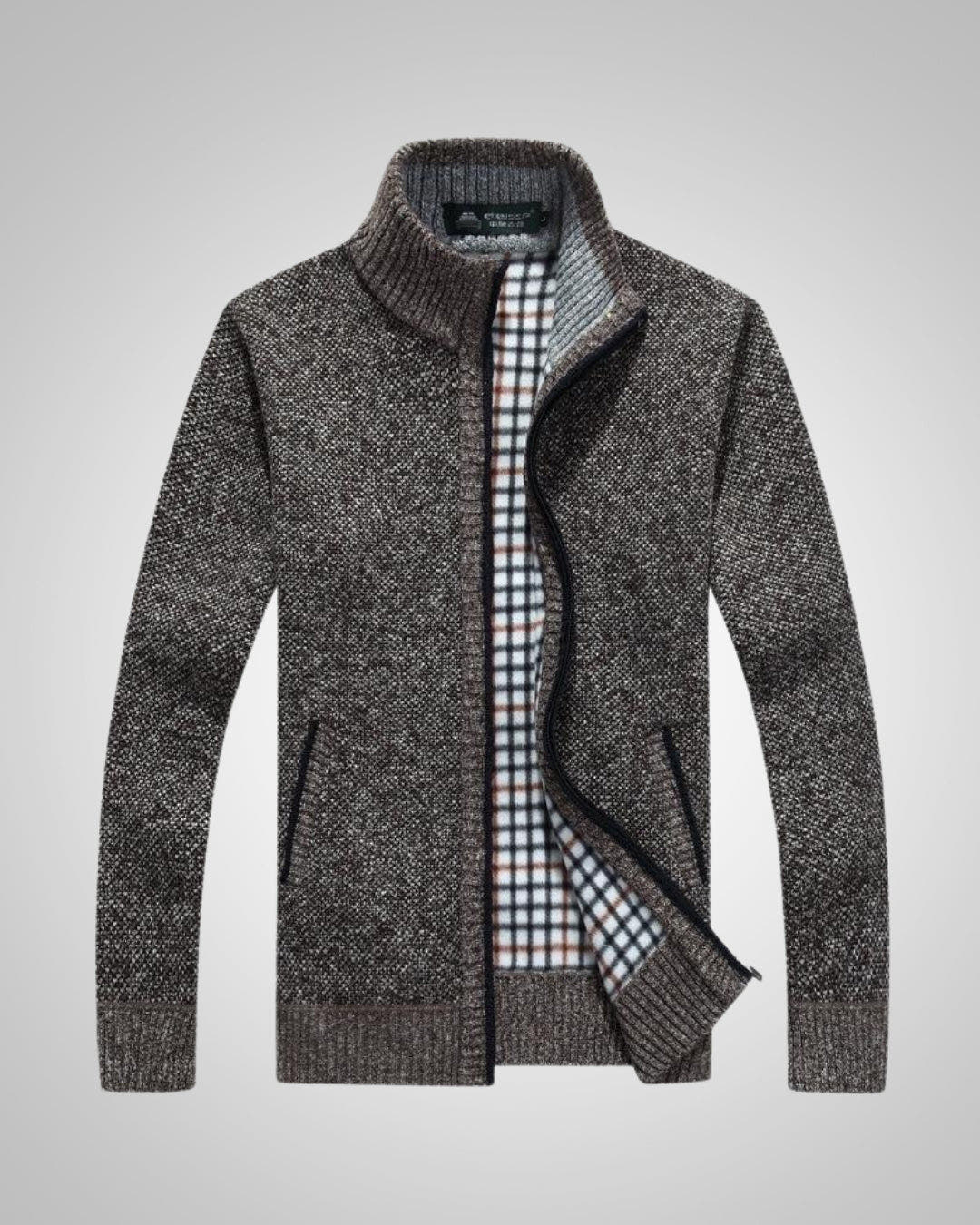 Strickjacke Herren aus Fleece, gerader Schnitt mit Reissverschluss