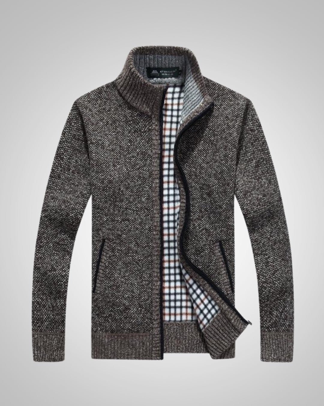 Strickjacke Herren aus Fleece, gerader Schnitt mit Reissverschluss