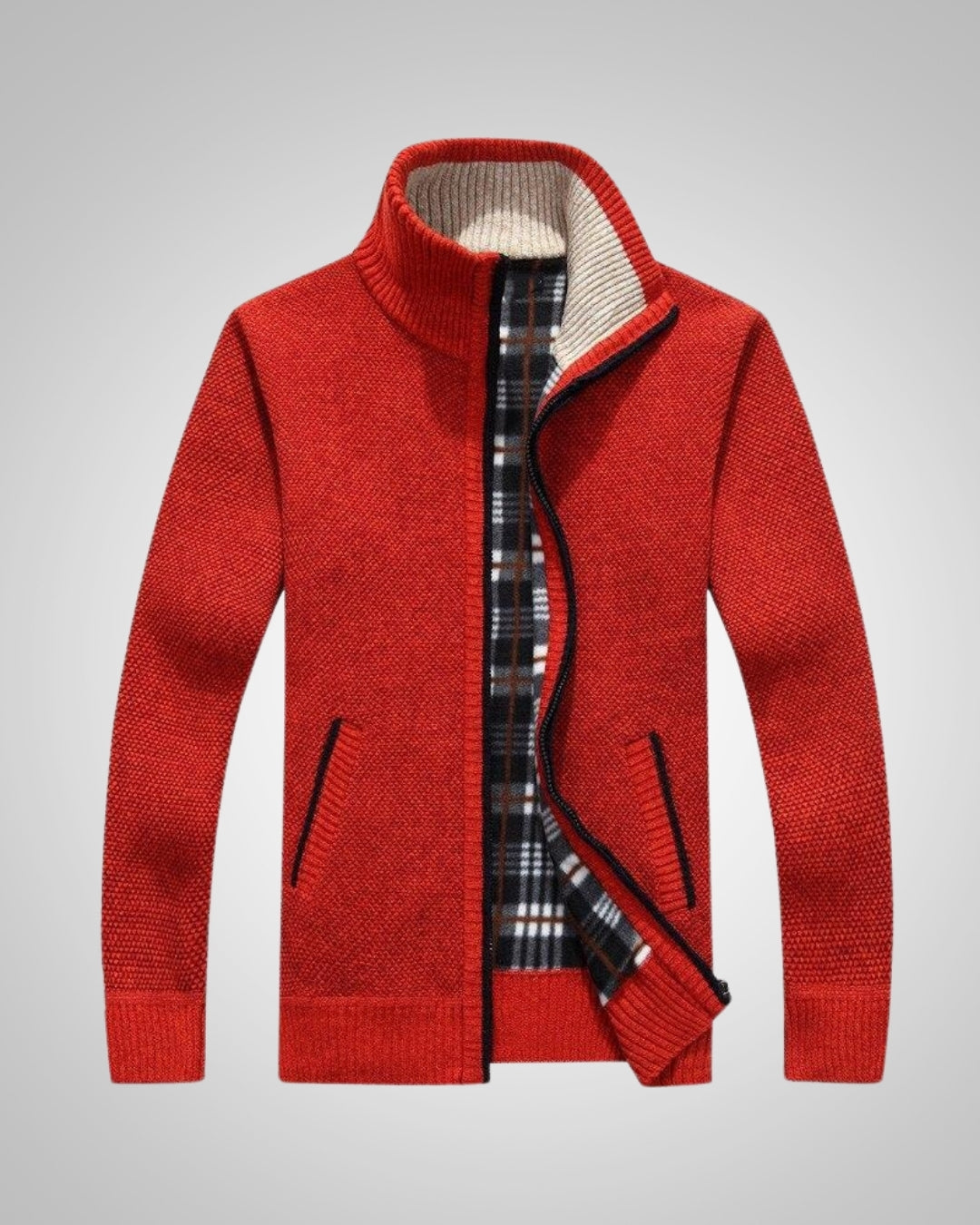 Strickjacke Herren aus Fleece, gerader Schnitt mit Reissverschluss