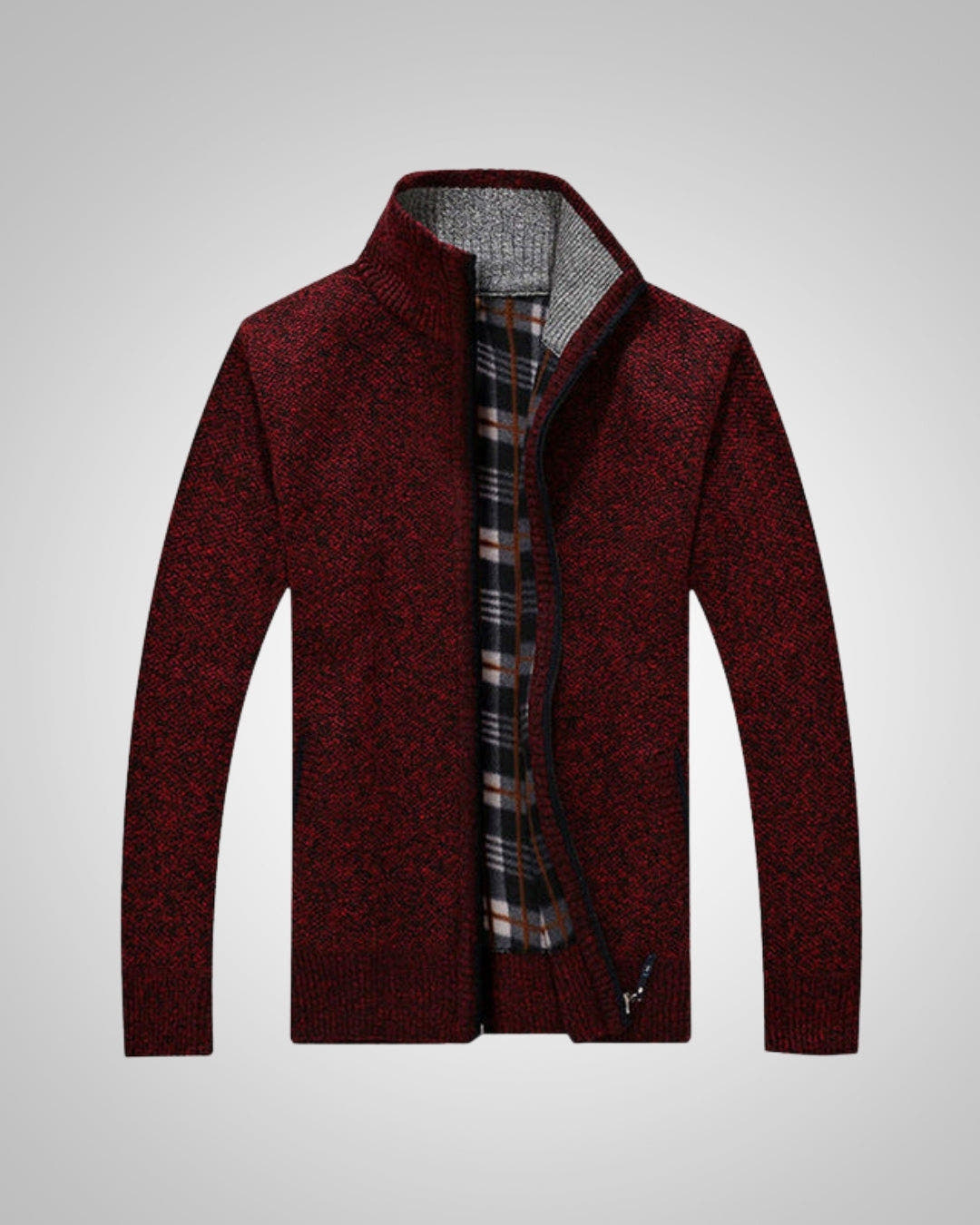 Strickjacke Herren aus Fleece, gerader Schnitt mit Reissverschluss