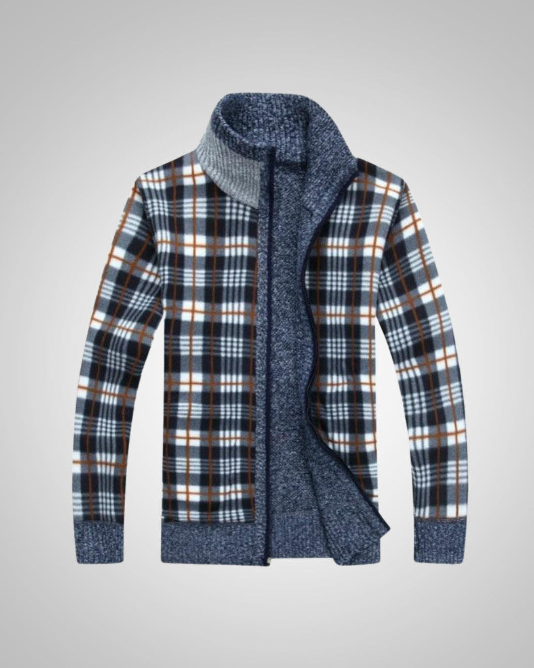 Strickjacke Herren aus Fleece, gerader Schnitt mit Reissverschluss