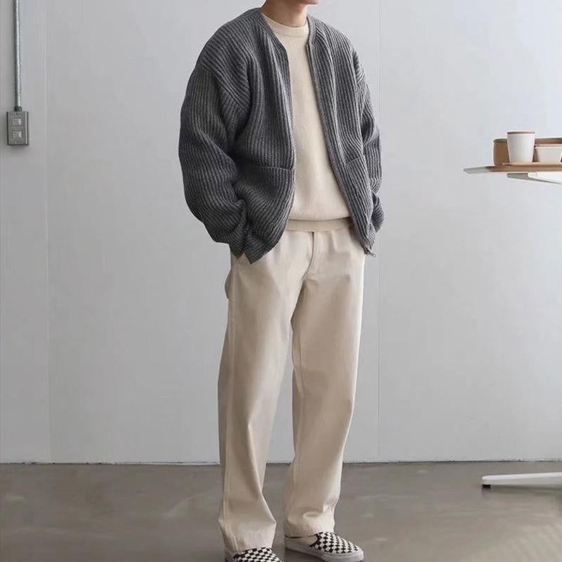 Strickjacke Herren Oversize mit Reissverschluss, hüftlang