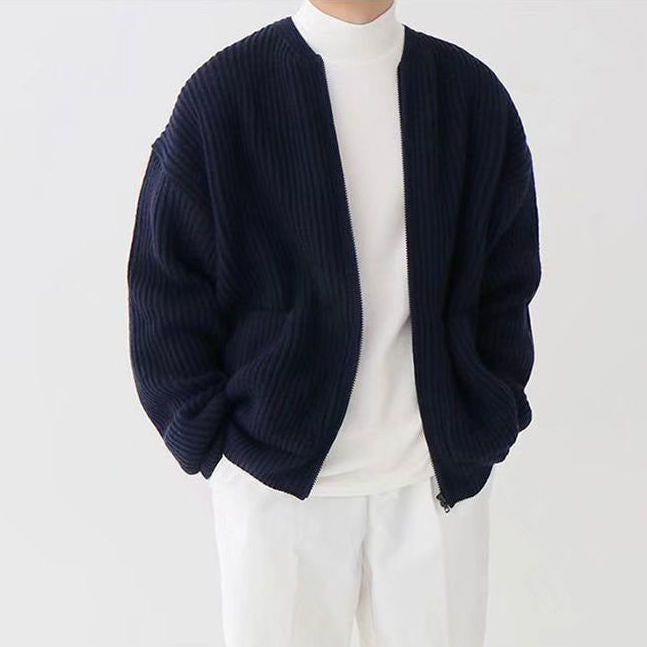 Strickjacke Herren Oversize mit Reissverschluss, hüftlang
