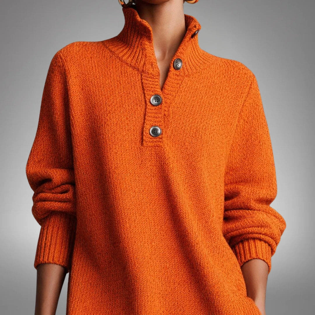 Strickkleid Damen weich wärmend in Midi-Länge mit Knopfkragen