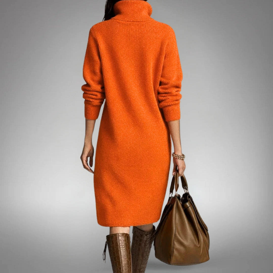 Strickkleid Damen weich wärmend in Midi-Länge mit Knopfkragen