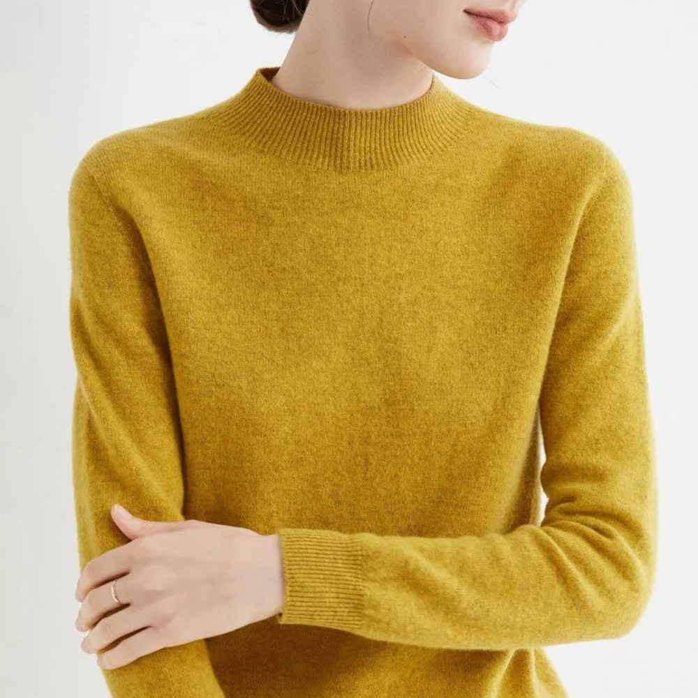 Strickpullover Damen aus Feinstrick, locker mit halbhohem Stehkragen